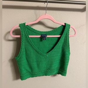 Green crochet cropped tank